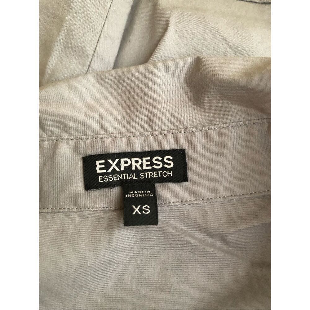 Express Gray Essential Stretch Button Up Shirt Womens XS Fitted - Picture 11 of 12
